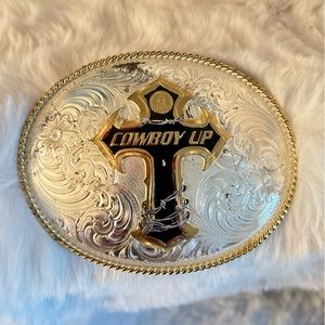Cowboy Up Buckle Silver